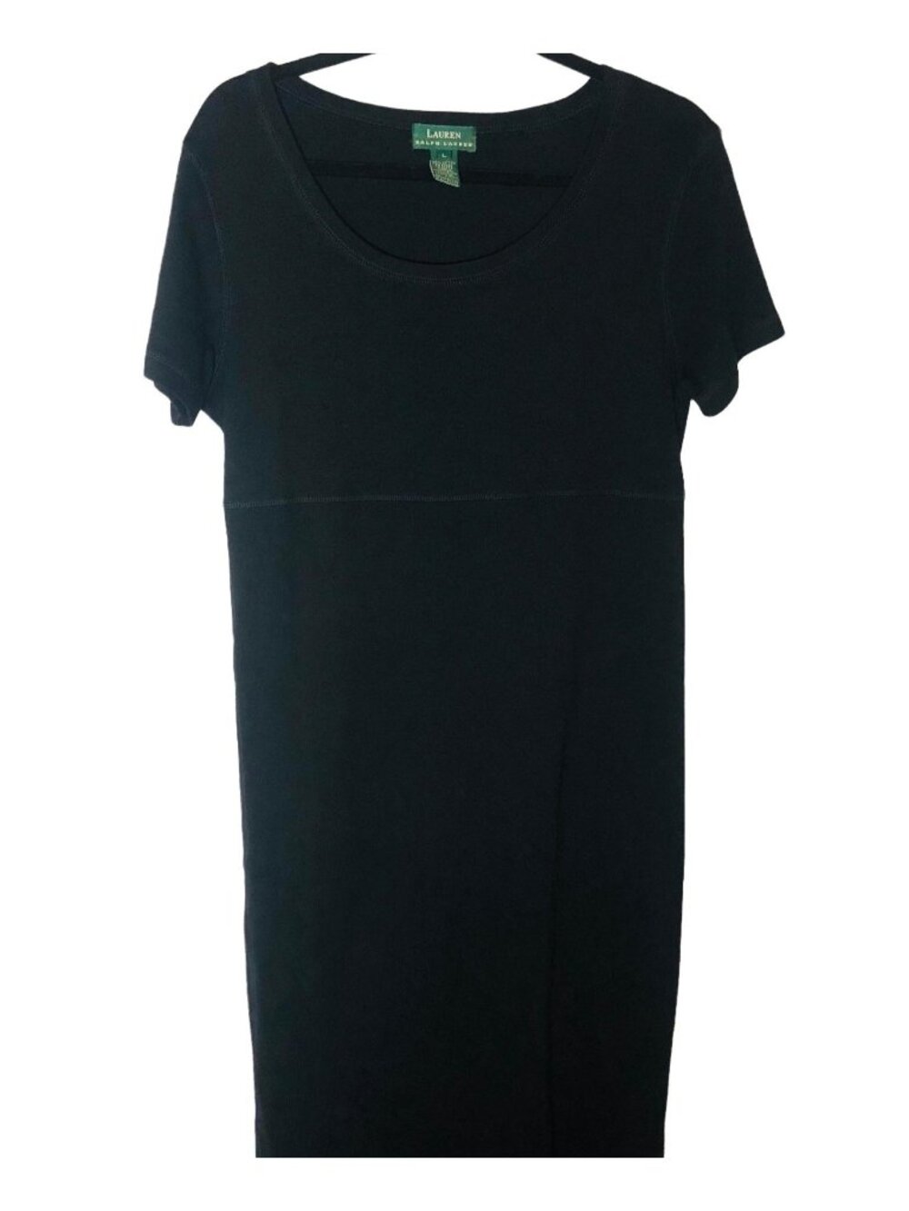 Lauren Ralph Lauren short sleeve maxi dress black Cotton side slits Large READ